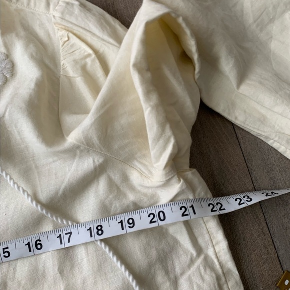 Gap Embroidered Tie-Front long sleeve Top linen cotton blend size large - Picture 7 of 8